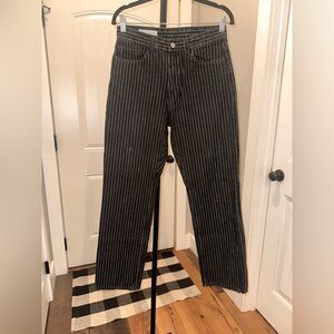 Zara Size 8 Black and White Striped Ankle Straight Leg Jeans Pants
